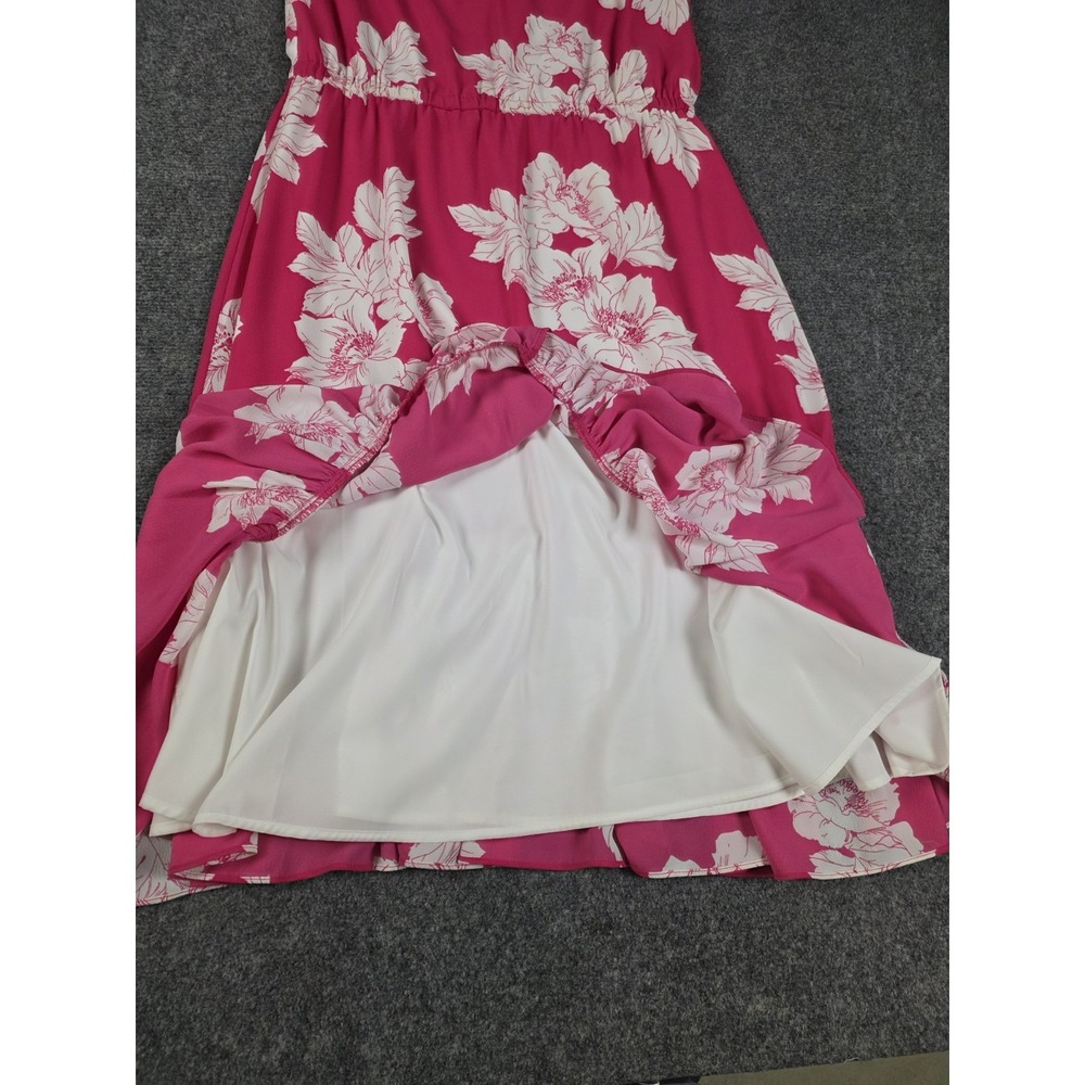 TALBOTS NWT Crepe Floral Blouson Lined Keyhole Flounce Dress Size 8 Pink - Picture 10 of 12